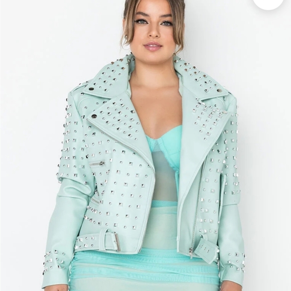 Azalea Wang Plus Minty Girl Faux Leather Jacket Size 1X - Picture 4 of 17